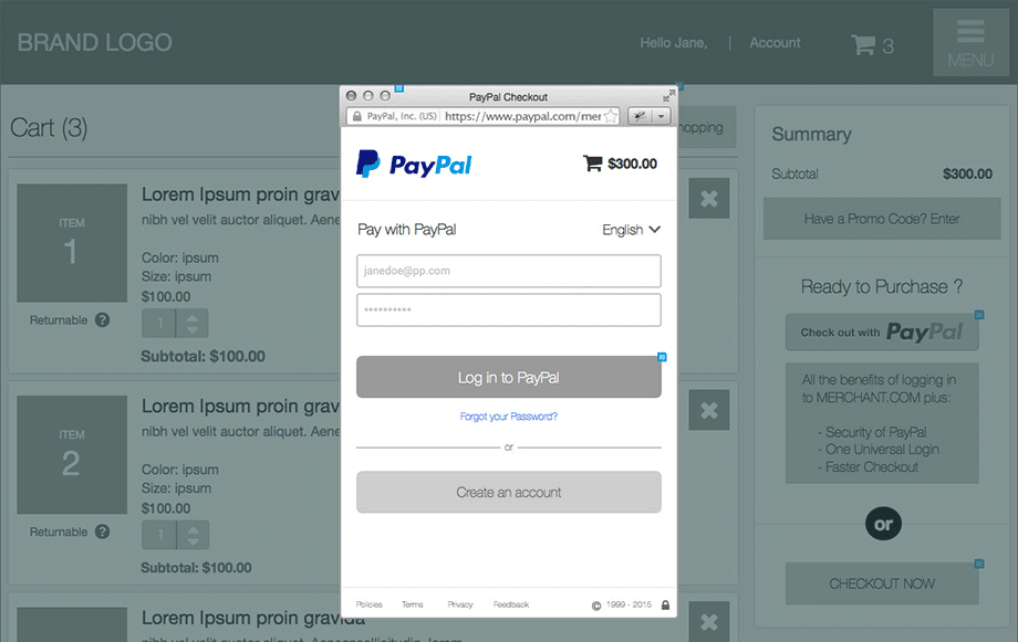 PayPal Mini Browser